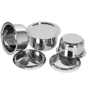 3 Pcs Classic Design Stainless Steel <b>Cookware</b> <b>Set</b> Induction & Gas Stove Friendly with Lids Sizes No10 to No12 - Product Image 1