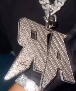 Pendentif lettre AR en moissanite, argent 925, micro-pavé, charme hip-hop, unisexe, à porter au quotidien - Product Image 3