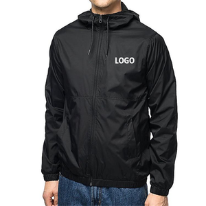 Adjustable New Arrival <b>Black</b> Hooded Waterproof <b>Windbreaker</b> Jacket And Long Sleeved Zipper Custom Design Best Price Autumn Wear - Product Image 1