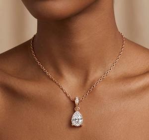 Colgante de Joyería de Moda con Diamante Cultivado en Laboratorio, Corte Pera de 0.50 Quilates en Oro Sólido de 14K, Regalo de Aniversario - Product Image 6