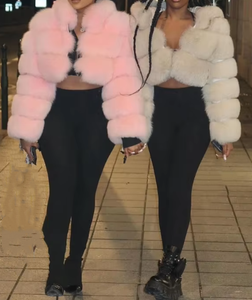 Viviblook C1104TP Vêtements d'hiver pour femmes, vêtements chauds épais de haute qualité, veste en fourrure courte pour femmes, manteau en fausse fourrure - Product Image 4