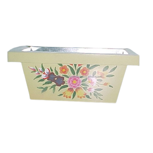 Cesta Doble Botánica Azul Vintage Pintada a Mano con Asa de Madera Natural para Accesorios de Hogar, Jardín y Restaurante - Product Image 6