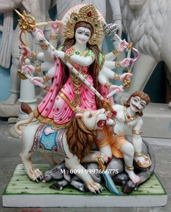 White Marble Durga Maa Statue <b>Painted</b> Exclusive Murti Indian Exporter Statue Worship Hindu Culture Handmade High Quality - Product Image 4