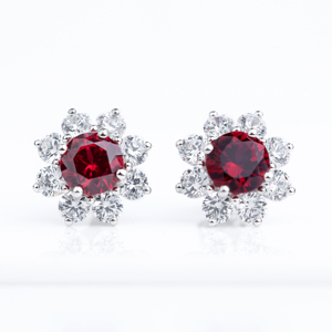 <b>Ruby</b> Flower Pendant <b>Necklace</b> with Diamond Accents 925 Silver Classic Womens Fine Jewelry for Anniversary Wedding Gift - Product Image 3