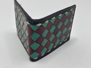 Hand Tooled Leather <b>Wallet</b> Handmade Checkered Pattern Bifold <b>Wallet</b> Genuine Leather Men's <b>Wallet</b> - Product Image 6