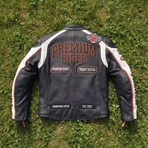 Blouson de moto en cuir véritable pour l'hiver, robuste, col montant, imperméable, veste de protection pour motard, unisexe - Product Image 3