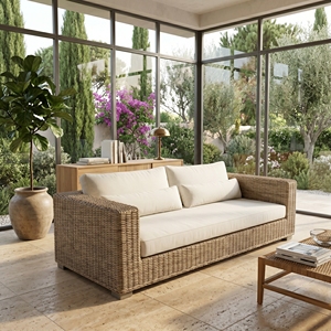 Saint Martinez <b>Sofas</b> Mahogany Wood Kuboo <b>Rattan</b> Grey Weaving Ksvw Fabric Couches Premium Resort Patio Furniture Seating Optionss - Product Image 4