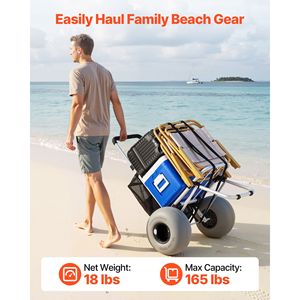 Carrello Pieghevole da Spiaggia con Ruote Gonfiabili da 12 Pollici, Capacità di Carico 75 kg, Piattaforma di Carico 50x38 cm, Carrello per Trasporto Pesante - Product Image 2