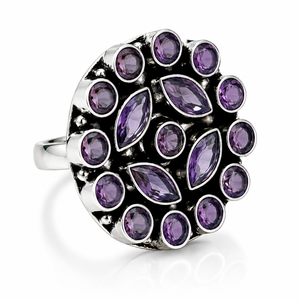 Wholesale supplier Purple Pearl Antique <b>Silver</b> Plated Brass Alloy Bohemia Wedding <b>Ring</b> with 3A Zircon for Women October - Product Image 1