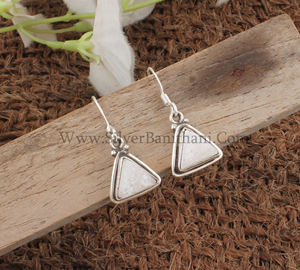 Boucles d'oreilles pendantes Druzy blanc étincelant en argent sterling 925 pour femme, bijoux minimalistes, cadeau de fête, vente en gros - Product Image 1