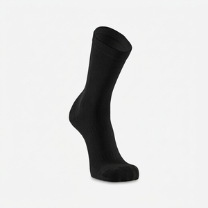 <b>Men's</b> Black Crew <b>Socks</b> Solid Color Knitted Regular Style Daily Wear - Product Image 1