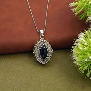 Collar con Colgante Ovalado Chapado en Plata Vintage con Piedra Marquesa, Joyería Étnica para Mujer, Venta al por Mayor - Product Image 3