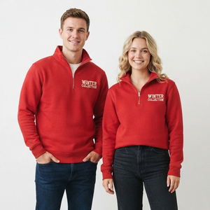 <b>Quarter</b> <b>Zip</b> Up <b>Sweatshirts</b> Men <b>Women</b> 100% Cotton Embroidery Stand Collar Winter Sweater 450gsm Fleece <b>Quarter</b> <b>Zip</b> Up Sweat Shirt - Product Image 2