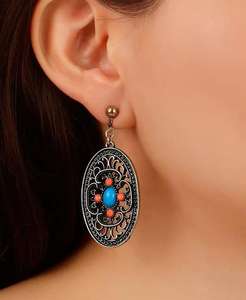 Grandi orecchini a Clip in filigrana ovale smaltati | 2028 - Product Image 3