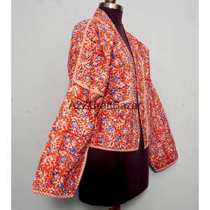 Chaqueta Acolchada Kantha Hecha a Mano, Vintage, para Otoño, Primavera, Verano e Invierno, Ecológica, Transpirable, de Secado Rápido, 100% Algodón, Mangas Largas - Product Image 4