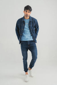 Nouveau style 2026 – Blouson en jean imperméable pour homme, taille personnalisée, bleu uni, tricoté, pour l'extérieur, service OEM, idéal pour l'hiver - Product Image 3