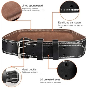Leather <b>Weight</b> Lifting <b>Belt</b> Unisex Adjustable Back Support Waist Support for Strength <b>Training</b> with Buckle Closure - Product Image 4
