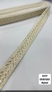 Ribete de encaje floral bordado con diseño de hojas, 100% poliéster, 3 cm de ancho, rollo de 9 metros para ropa étnica, bolsos, zapatos y textiles para el hogar - Product Image 4