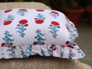 Luxury Square Boho Bedding <b>Indian</b> Ruffled Cotton Pillow Shams Block Print Cushions Frill <b>Throw</b> Pillow Covers 100% Home Hotel - Product Image 6