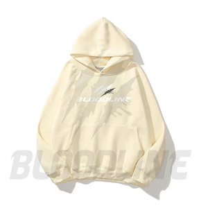 เสื้อฮู้ด BLOODLINE สีชมพู ยูนิเซ็กส์  โลโก้ด้านหน้า ผ้ากันยับ แห้งเร็ว ระบายอากาศได้ดี ผ้าฝ้ายฟลีซ 100% ทรงปกติ สไตล์ฮิปฮอป - Product Image 4