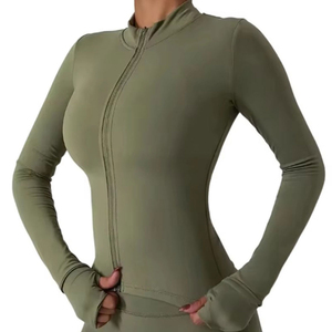 OEM Custom Fitness Yoga Wear Women Top Sports Athletic Jacket Black <b>Zip</b> <b>up</b> Gym Jacket Top Selling Yoga Jacket - Product Image 1
