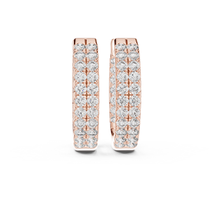 Ensemble de boucles d'oreilles créoles simples en or rose 18 carats plaqué rhodium, diamants de laboratoire taille brillant certifiés IGI, luxe pour usage quotidien - Product Image 2