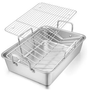 Elegant Stainless Steel Roasting <b>Pan</b> With Spacious Cooking Capacity Comfortable Heat Resistant Handles Reliable - Product Image 1