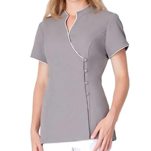 Women's Custom Color Spring Embroidered Washed <b>Scrub</b> Nurse Suit Short Sleeve Tops Pants <b>Plus</b> <b>Size</b> Hospital Uniforms - Product Image 2