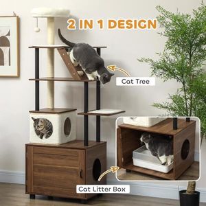 Lussuoso Tiragraffi Grande per Gatti in Legno Massello, Moderno e di Stile Contemporaneo, con Cuccia Interna per Gatti, Ideale per Arrampicarsi e Giocare - Product Image 5