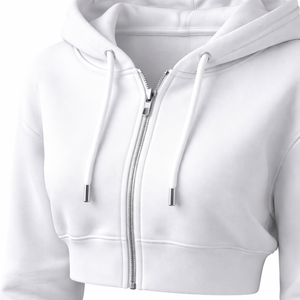 Wholesale Custom Ladies <b>Cropped</b> <b>Zip</b> <b>Up</b> Hoodie - OEM Manufacturer & Supplier - Product Image 4