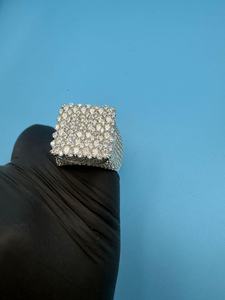 Bague personnalisée en moissanite taille ronde avec pavé carré, en argent 925 original, bijoux pour homme style Iced Out, pour fête, cadeau, amis - Product Image 5