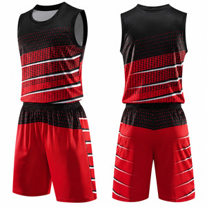 Red Black Basketball Uniform Custom Team Jersey <b>Shorts</b> Set Premium Sublimated Athletic Sportswear Kit - Product Image 1