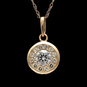 Round Cut Moissanite Pendant Minimalist Jewelry 925 <b>Silver</b> Gold Plated Pendant Dainty Pendant Diamond Halo Pendant For Women's - Product Image 1