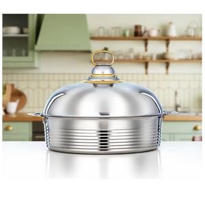 Olla de Acero Inoxidable Plateada de Alta Demanda para Chef, con Tapa y Acabado Brillante, Plato Decorativo para Restaurante - Product Image 4