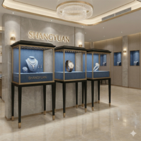Vitrine à bijoux classique à 4 pieds en métal noir, présentoir de bijoux haut de gamme en verre, support de présentation pour diamants pour Com...