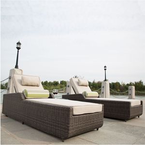Adjustable <b>Backrest</b> Rattan Chaise Lounge Set with Cushions Outdoor Patio Sun Lounger - Product Image 5