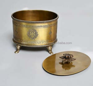 Caja de Almacenamiento Redonda de Latón, Moderna, Duradera, Hecha a Mano, Color Natural, Tamaño Personalizable, Artesanía, Estuche para Joyas y Baratijas - Product Image 3