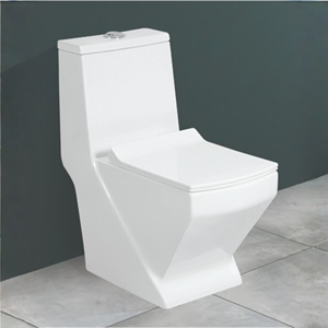 WC monobloc Fusion à cuvette allongée, double chasse à jet siphonique, design moderne en porcelaine, pour salle de bain - Product Image 3