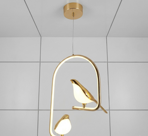 โคมไฟเพดาน LED รูปนกคู่ ดีไซน์ทันสมัย Swanart แข็งแรง ทนทาน น้ำหนักเบา ทำจากสแตนเลสสตีล ชุบทอง เหมาะสำหรับห้องนั่งเล่นและห้องรับประทานอาหาร - Product Image 2