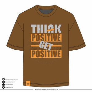 Camiseta de Manga Corta para Hombre, Diseño Estampado, Cuello Redondo, Corte Regular, Algodón Marrón, Estilo Casual, con la Frase "Think Positive Get Positive", Gran Venta - Product Image 5