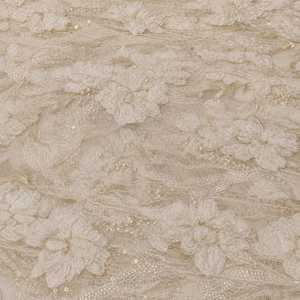 Tela de Malla de Encaje Chantilly Floral 3D Blanca con Perlas, Cuentas y Lentejuelas, Bordado Premium, Elegante y Romántico, para Novias, 5 Yardas - Product Image 4