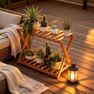 Support à fleurs en bois 48x25x45cm, étagère à plantes d'intérieur moderne et minimaliste pour usage domestique - Product Image 6