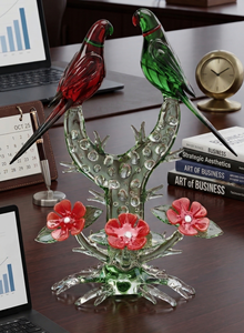 Figuras de Cristal de Loros Multicolores Hechas a Mano en India para Decoración de Oficina en Casa, con Diseño de Cruz Feng Shui, a Precio de Mayoreo - Product Image 3