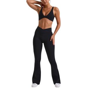Conjunto de yoga a cuadros de 2 piezas personalizado al por mayor, transpirable, de elastano/nailon, para gimnasio, entrenamiento, correr, con sujetador deportivo y leggings. - Product Image 3