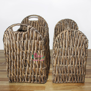 <b>Rectangular</b> Natural Rattan Storage <b>Baskets</b> With Handles Rustic Style Multi-Purpose Neatening Box 2-Piece Pack - Product Image 2