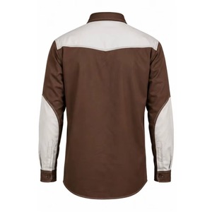 Camisa de Trabajo Unisex de Manga Larga, Alta Visibilidad, Certificada CE, Fluorescente, Transpirable, de Poliéster, Color Marrón y Blanco - Product Image 3