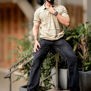 เสื้อกอล์ฟผู้ชายดีไซน์ใหม่ ป้องกันรอยยับ แฟชั่นทันสมัย แขนสั้น ปักโลโก้ได้ตามต้องการ สินค้ามาใหม่ - Product Image 5