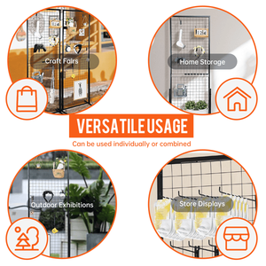 2 Pack 24\"x67\" Dual Sided Wire Panel Display System Commercial <b>Grid</b> <b>Wall</b> T Base Stand for Retail Stores & Craft Fairs - Product Image 6