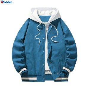 Chaqueta de Béisbol con Capucha para Hombre BOBBIN INDUSTRIES, Cortavientos, de Secado Rápido, Lana/Poliéster, Casual, Invierno, Hip Hop, con Apliques Bordados - Product Image 3