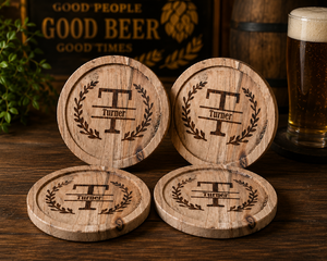 Handcrafted Wooden Round <b>Coaster</b> Set of 4 – Natural Wood <b>Drink</b> <b>Coasters</b> Stylish Tabletop Protection - Product Image 3